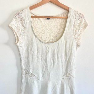 AMERICAN EAGLE OUTFITTERS SIZE SMALL CREAM OFF WHITE LAFE CHIC DRESS BABYDOLL